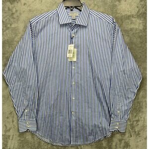 NWT Jack Stone by Thomas Dean Shirt XL Blue Striped Long‎ Sleeve Button Up